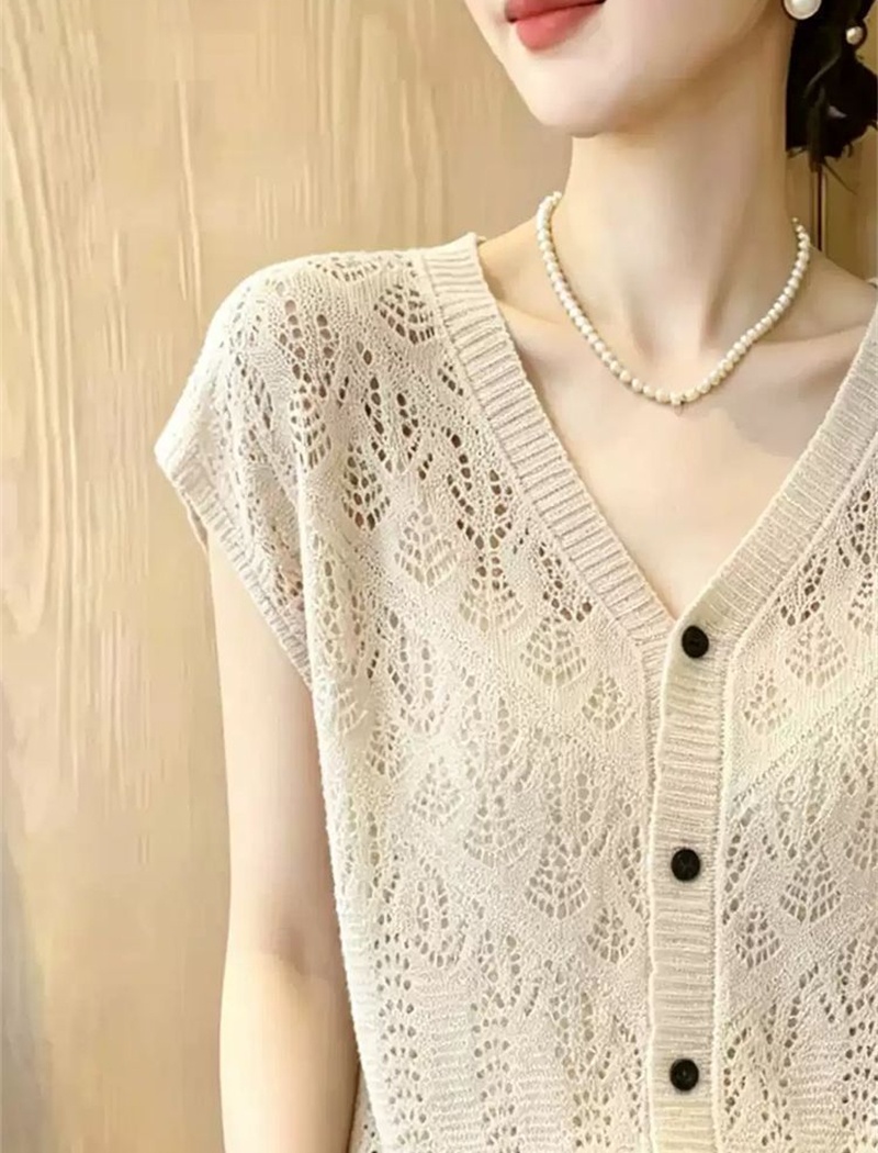 Loose hollow summer slim boats sleeve tender sweater for women