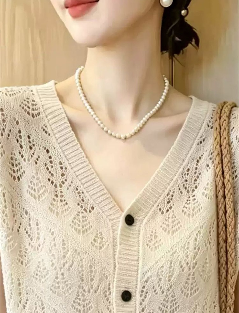 Loose hollow summer slim boats sleeve tender sweater for women