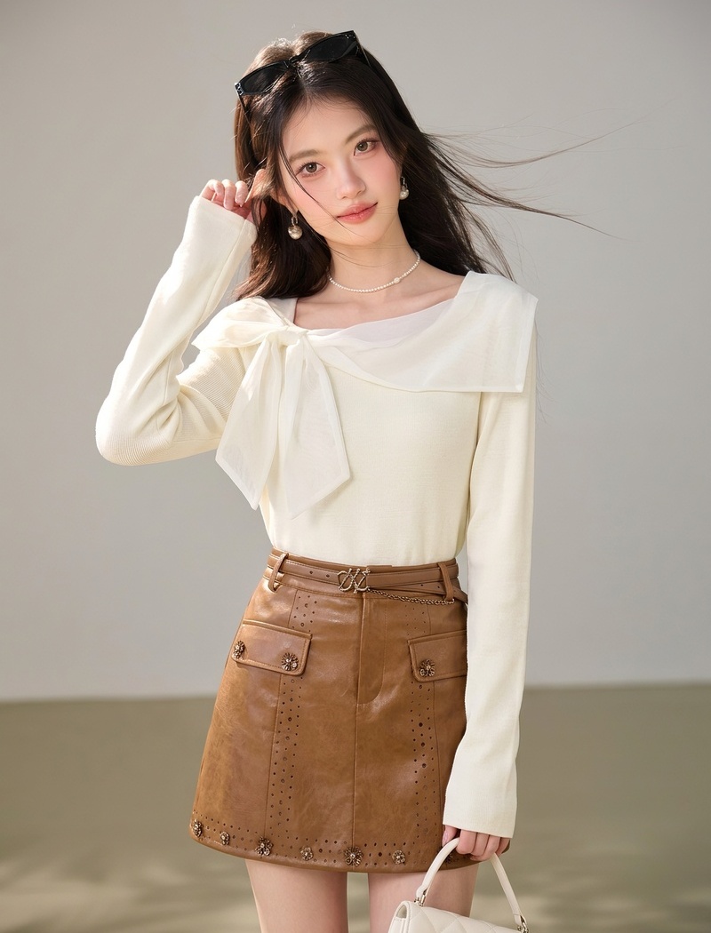 Streamer light luxury bottoming shirt slim tops for women