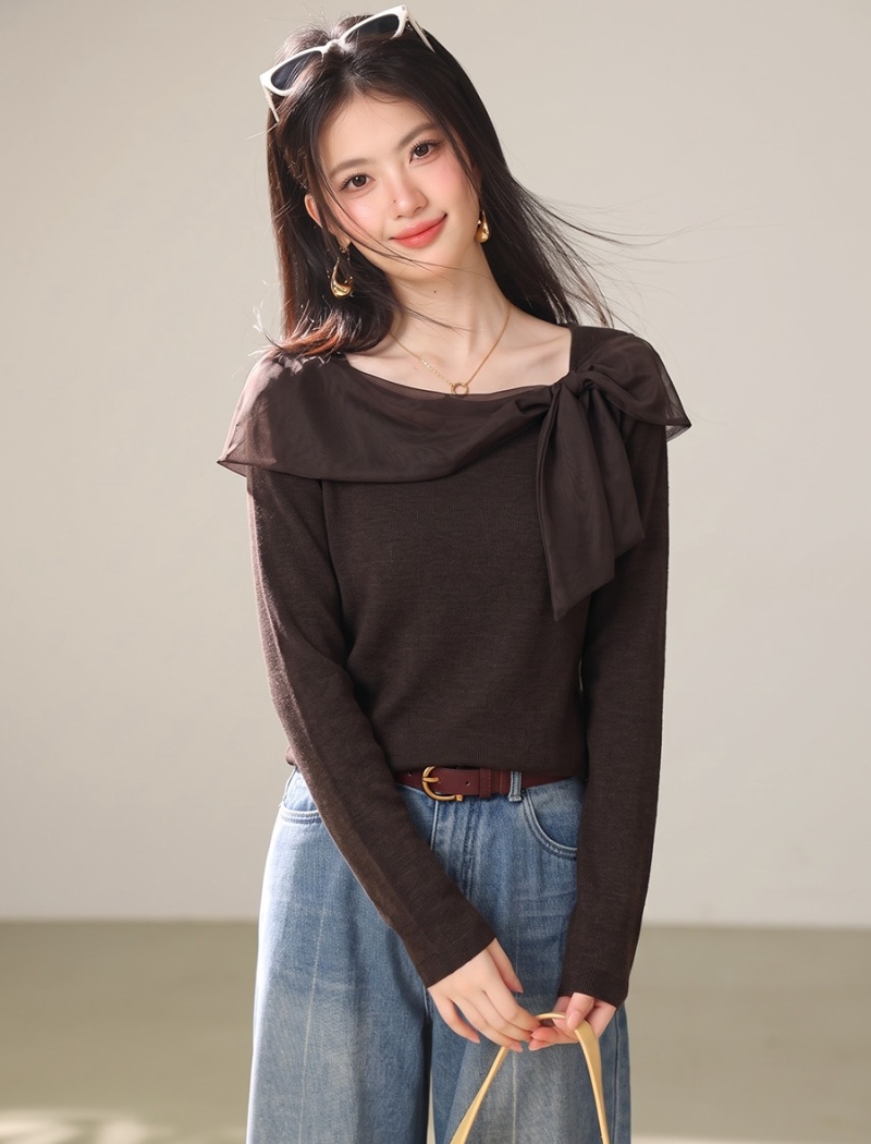 Streamer light luxury bottoming shirt slim tops for women