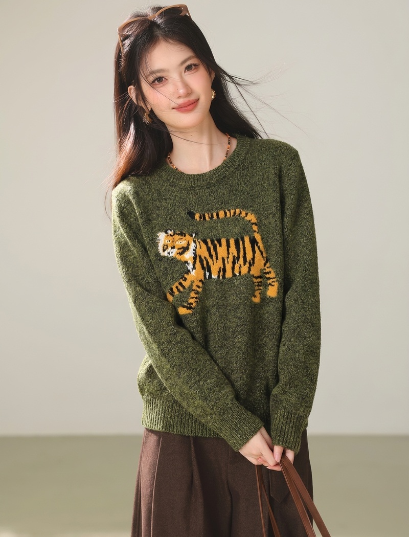 Inside the ride woolen yarn sweater loose tops