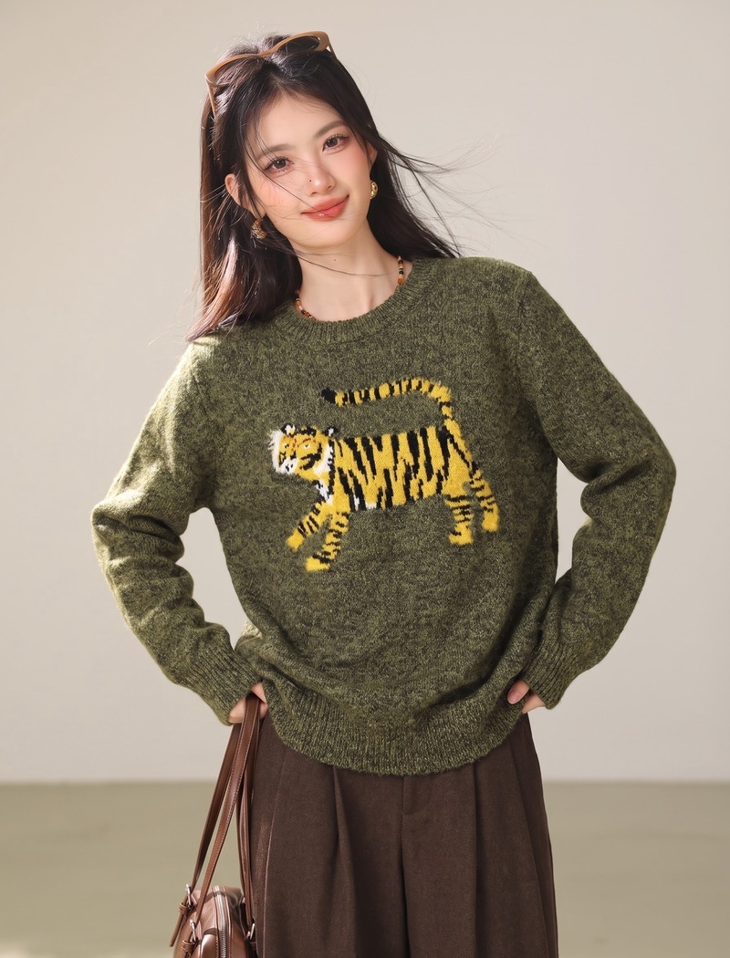 Inside the ride woolen yarn sweater loose tops
