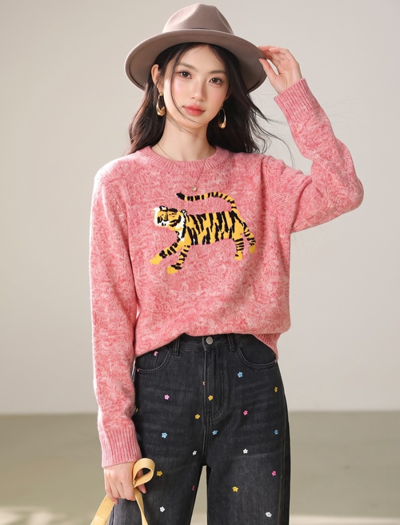 Inside the ride woolen yarn sweater loose tops