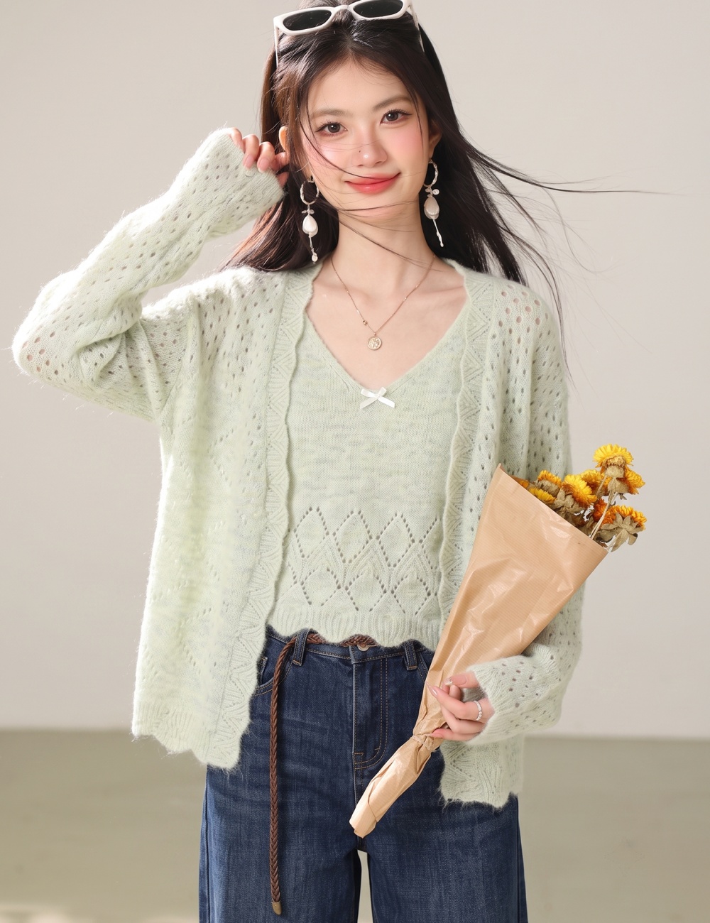 Chanelstyle sling autumn vest 2pcs set for women