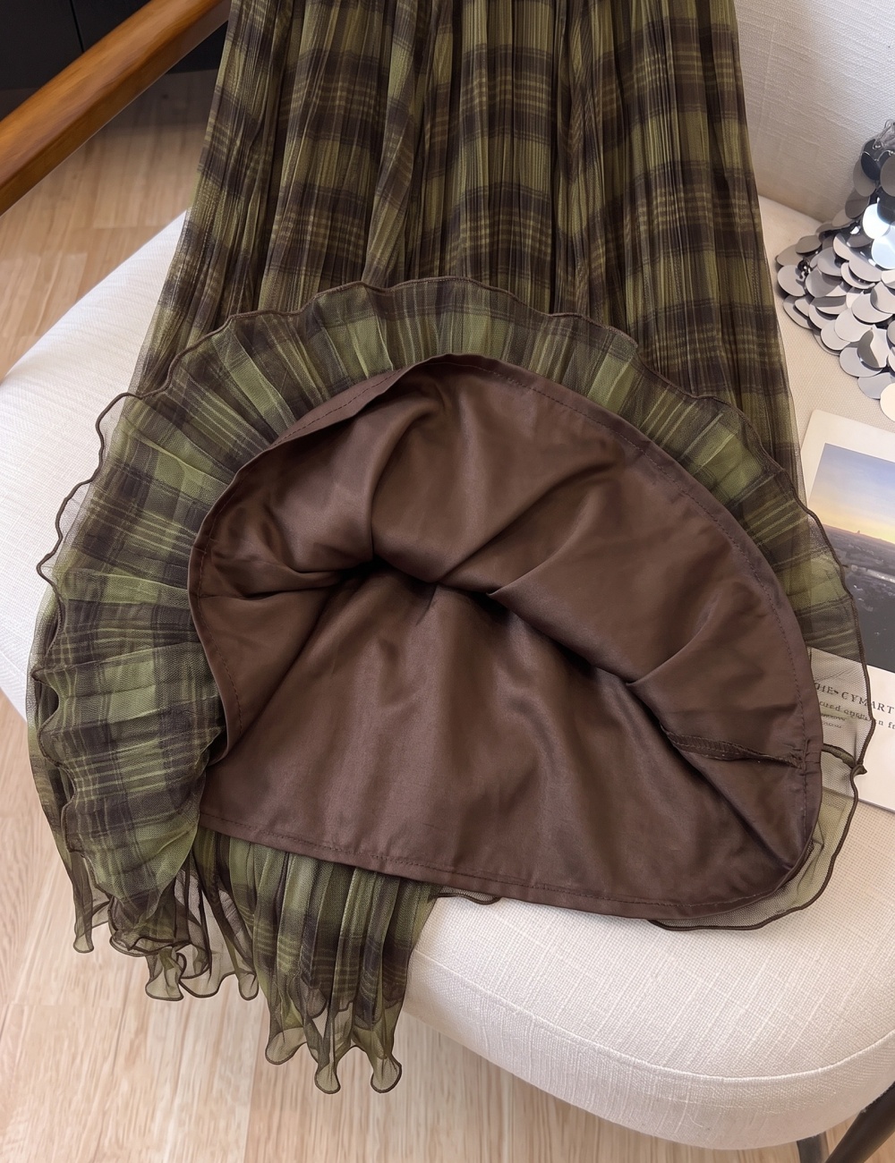 Autumn A-line long dress plaid retro skirt for women