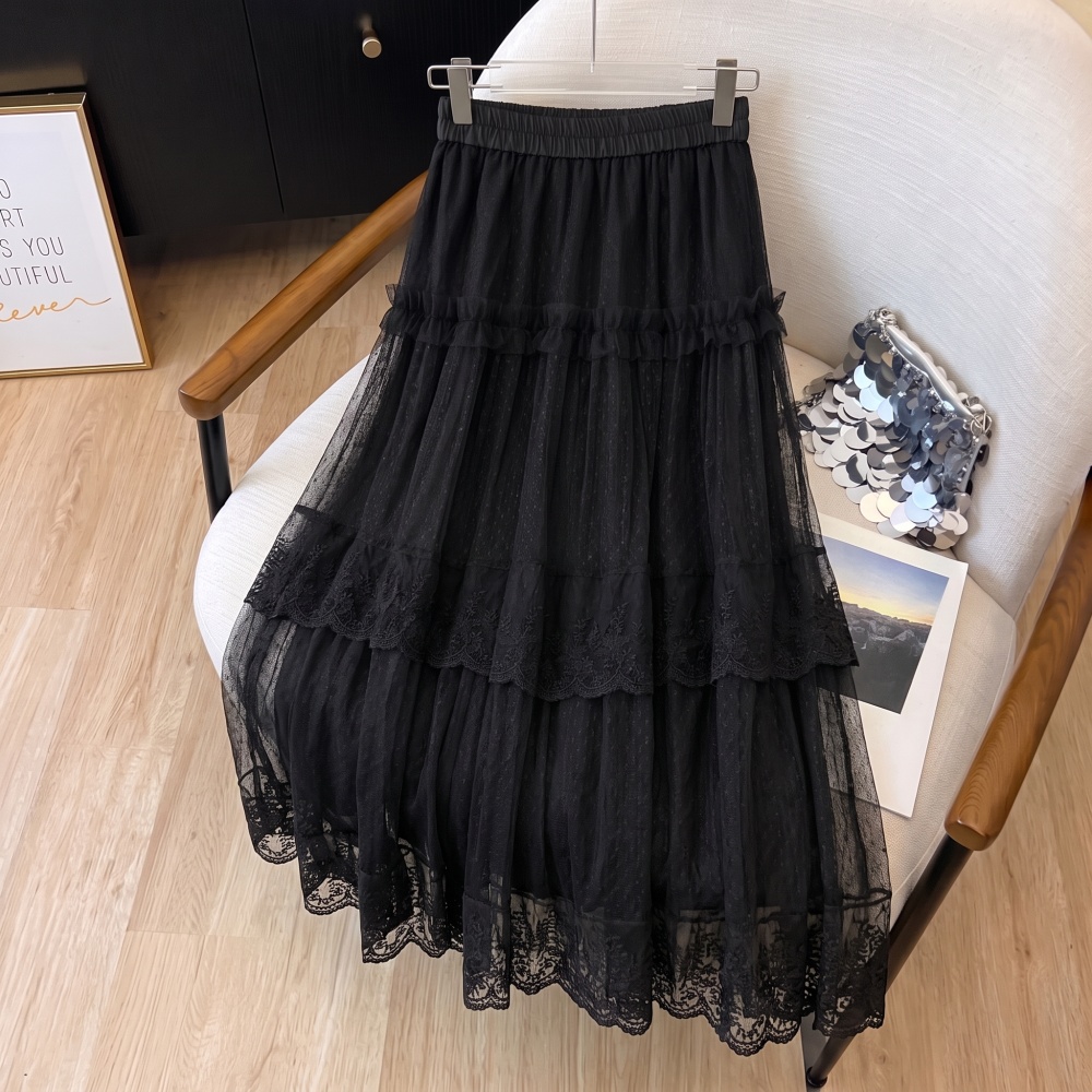 Temperament autumn France style long skirt sweet slim skirt