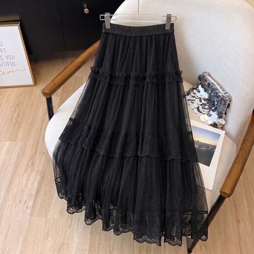 Temperament autumn France style long skirt sweet slim skirt