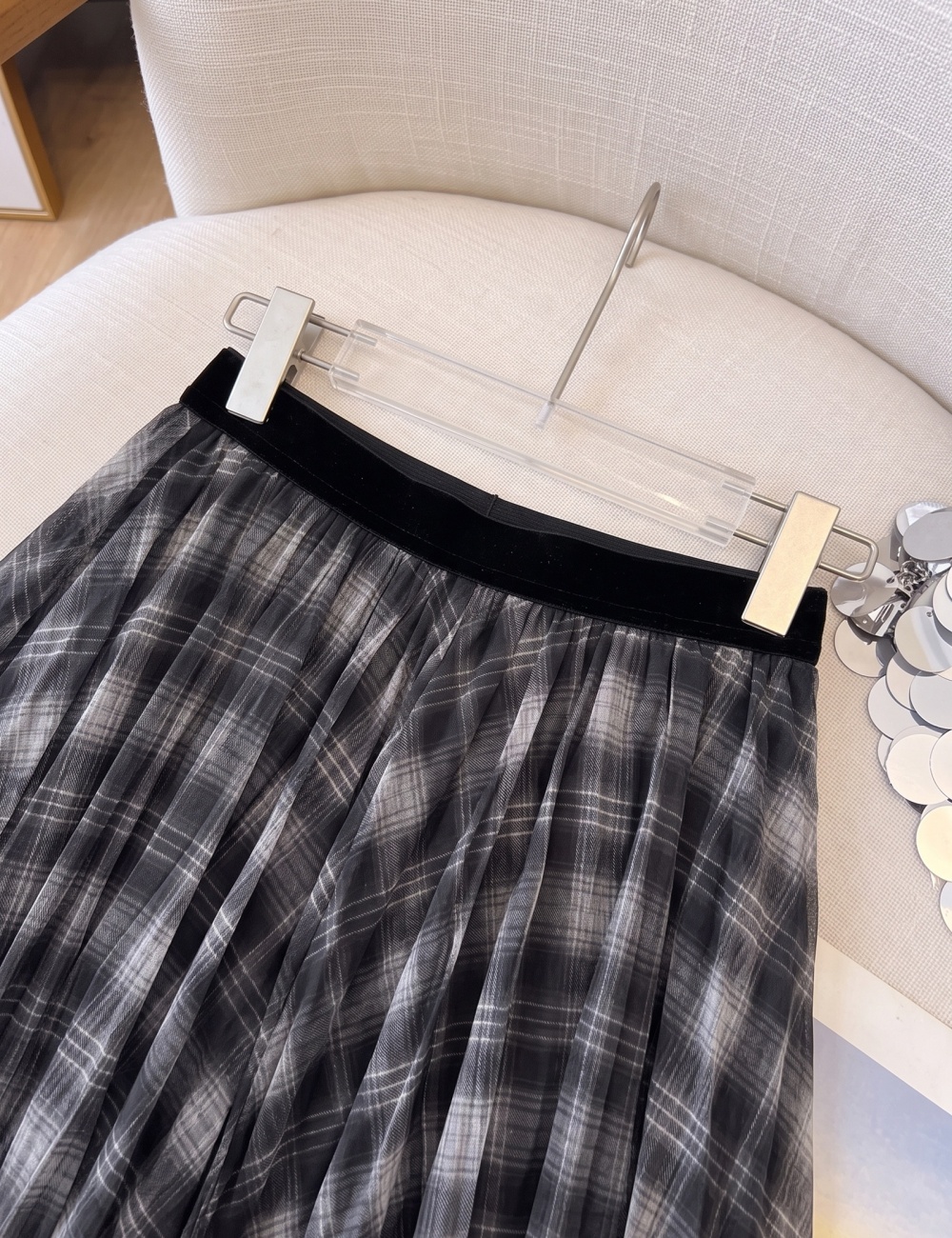 Autumn pleated plaid retro skirt for women