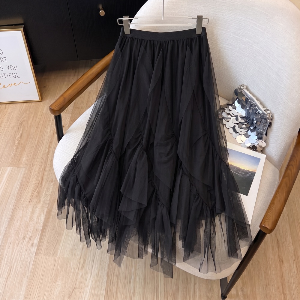 Lotus leaf edges skirt long short skirt for women