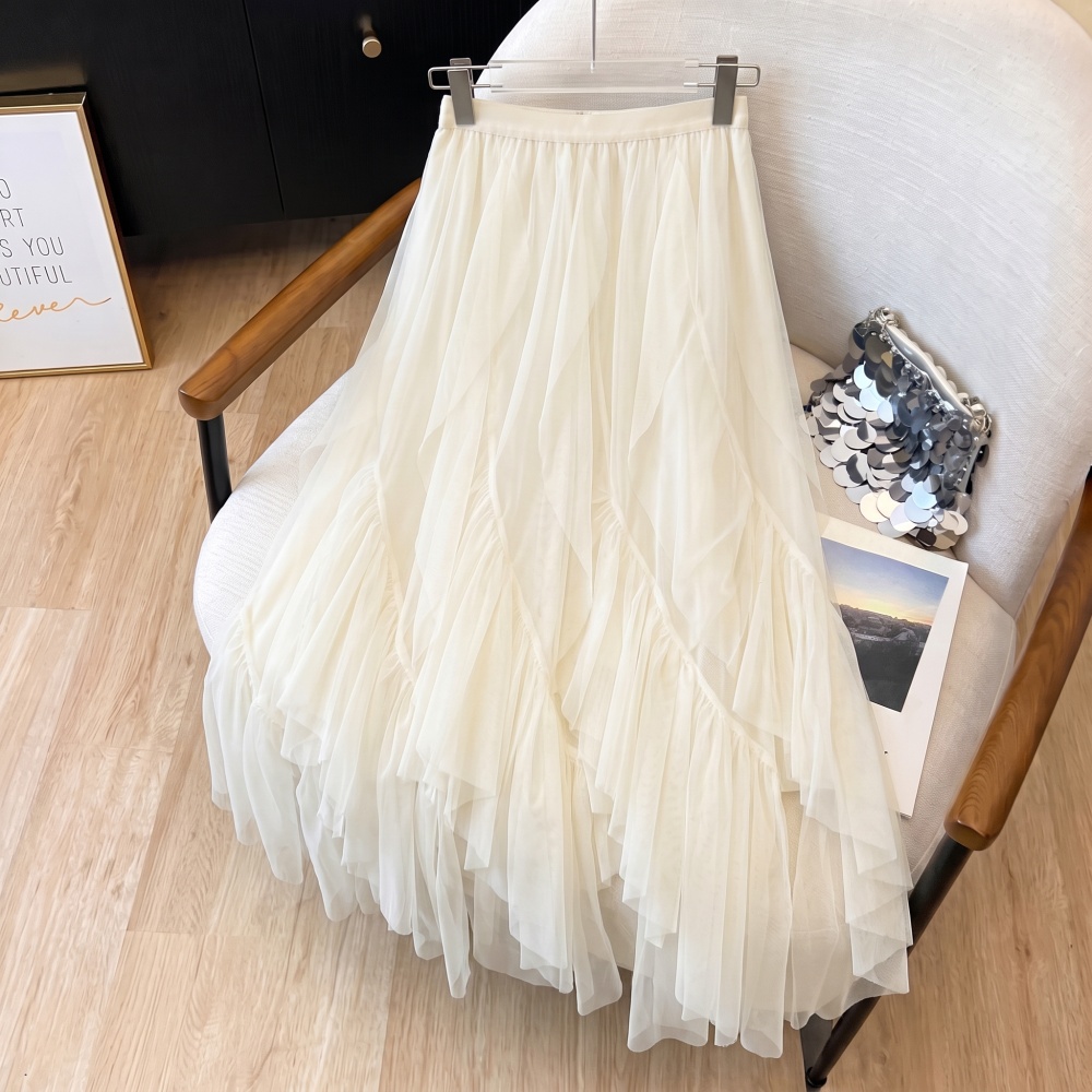 Lotus leaf edges skirt long short skirt for women
