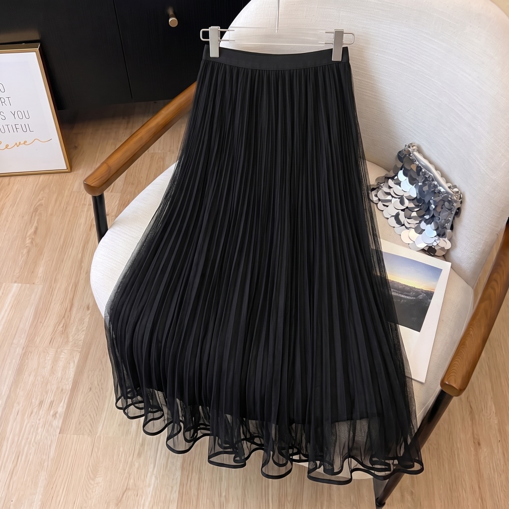 Slim gauze autumn A-line long big skirt skirt for women
