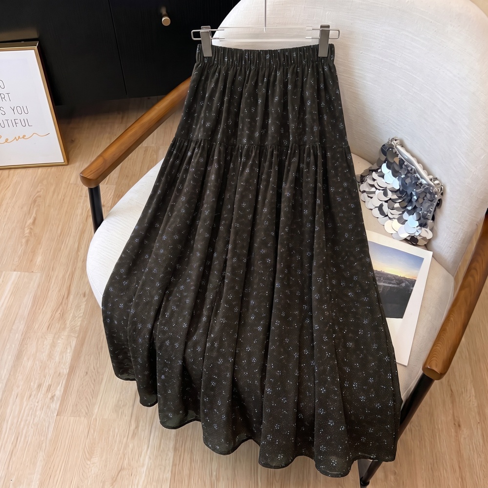 Elastic waist splice skirt tender long dress for women