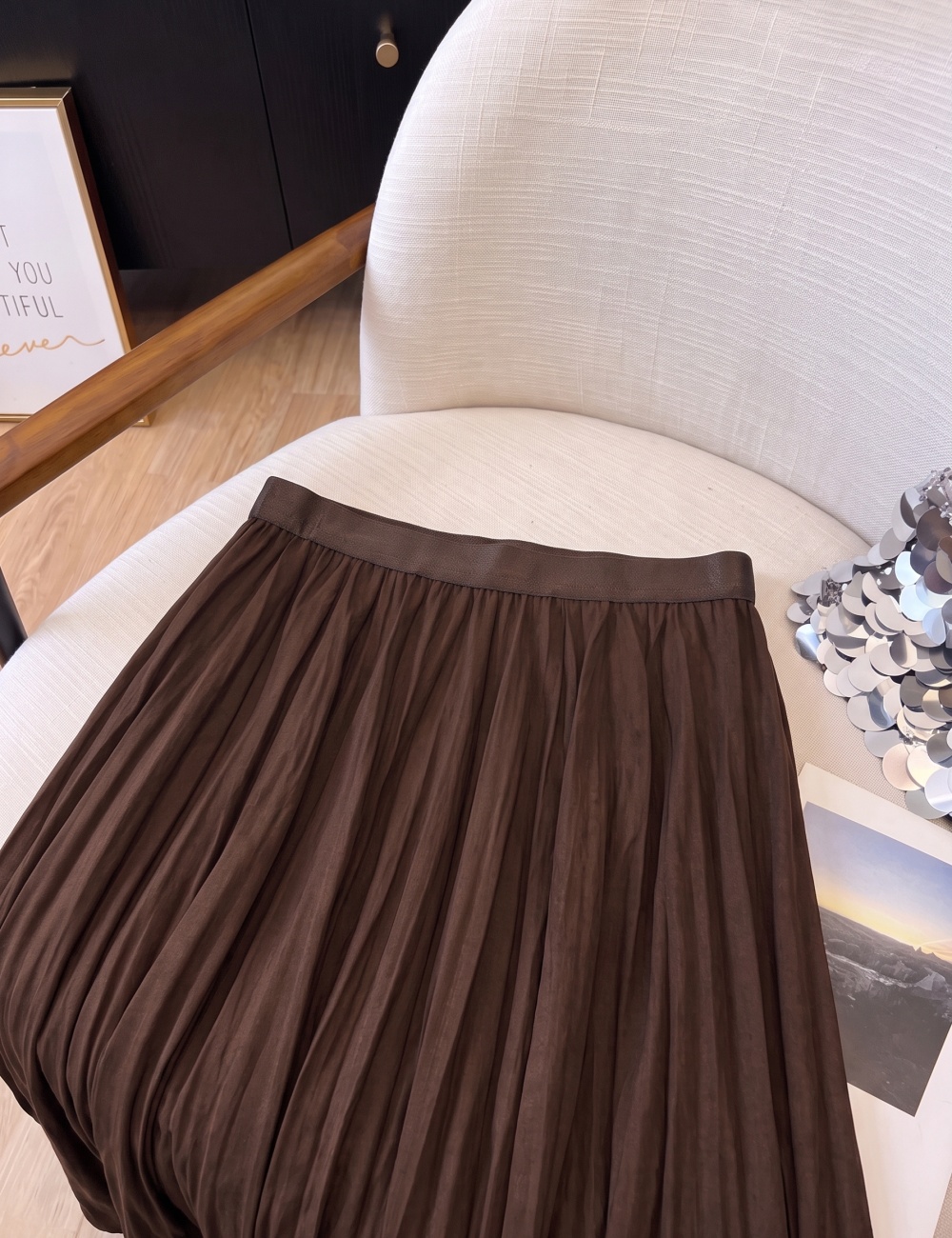 Pleated autumn A-line skirt for women