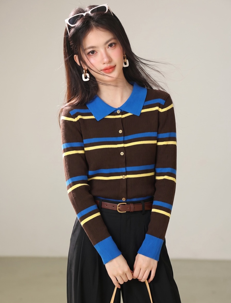 All-match Korean style sweater mixed colors tops for women