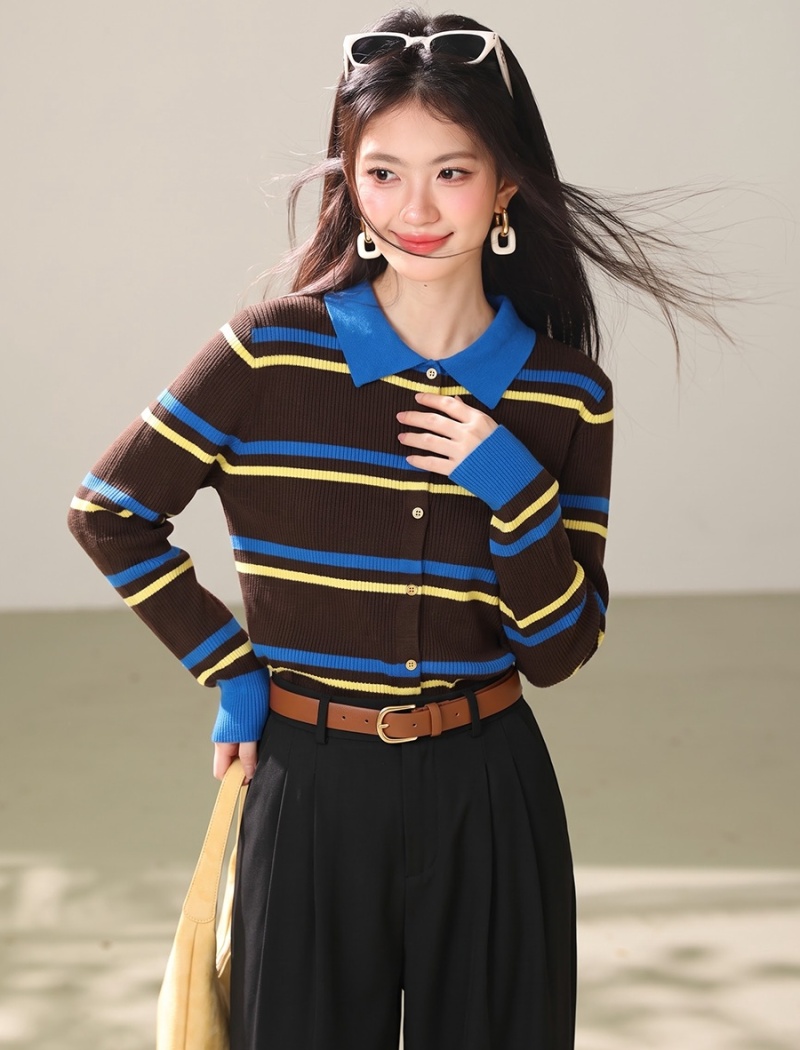 All-match Korean style sweater mixed colors tops for women