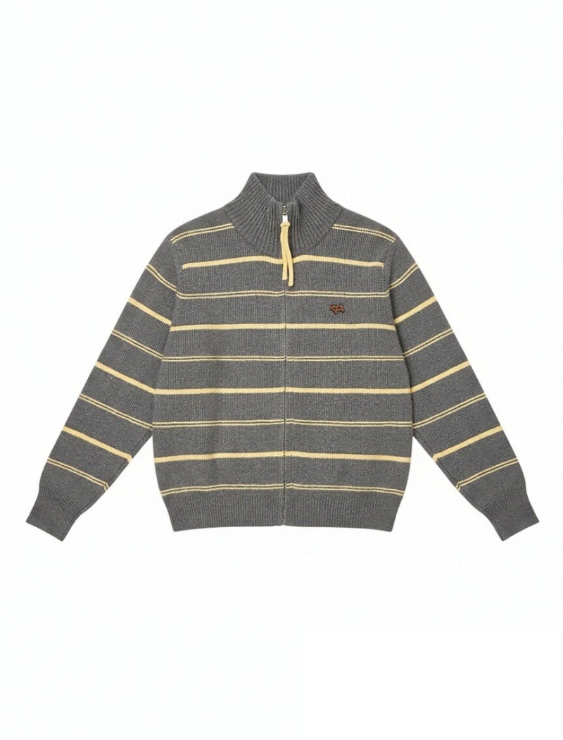 High collar long sleeve sweater knitted cardigan
