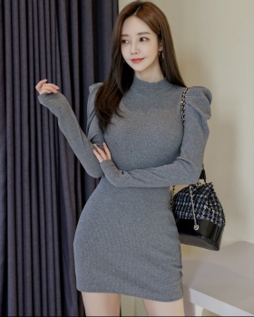 Slim package hip dress knitted autumn and winter T-back