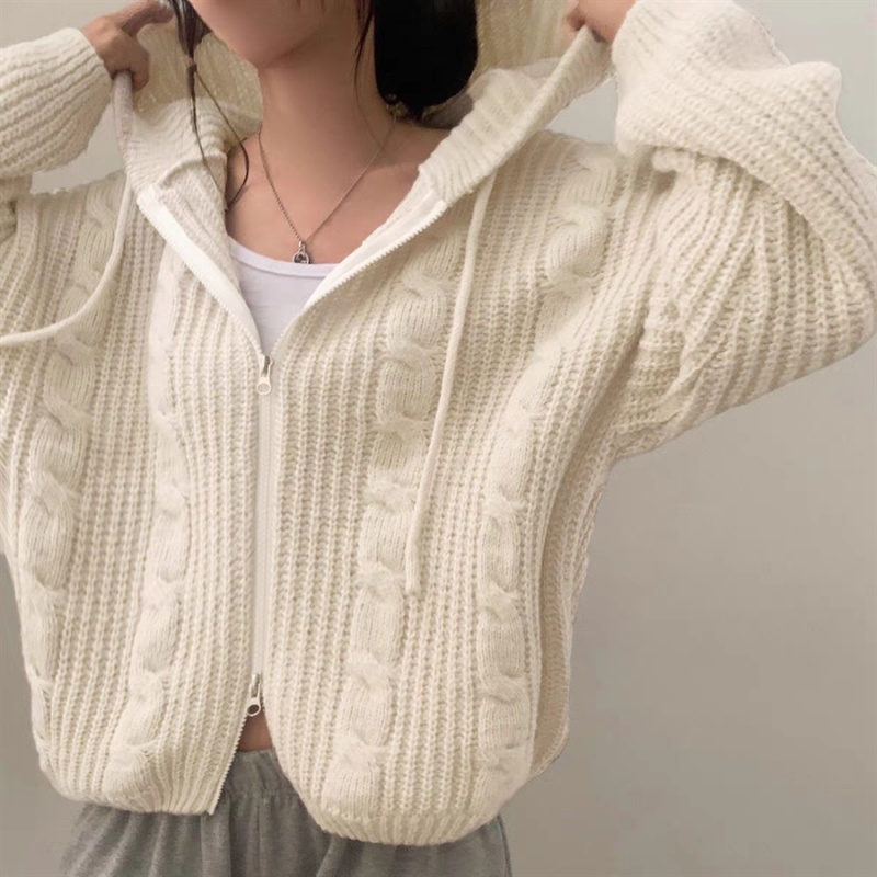 Twist knitted sweater lazy cardigan for women