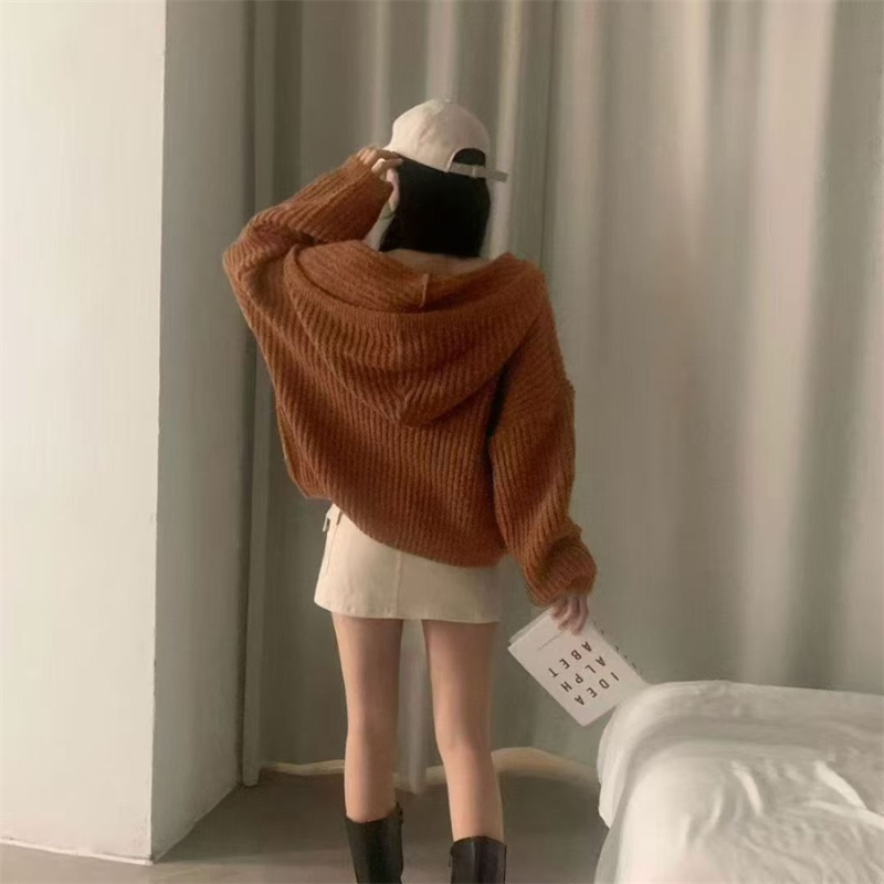 Twist knitted sweater lazy cardigan for women