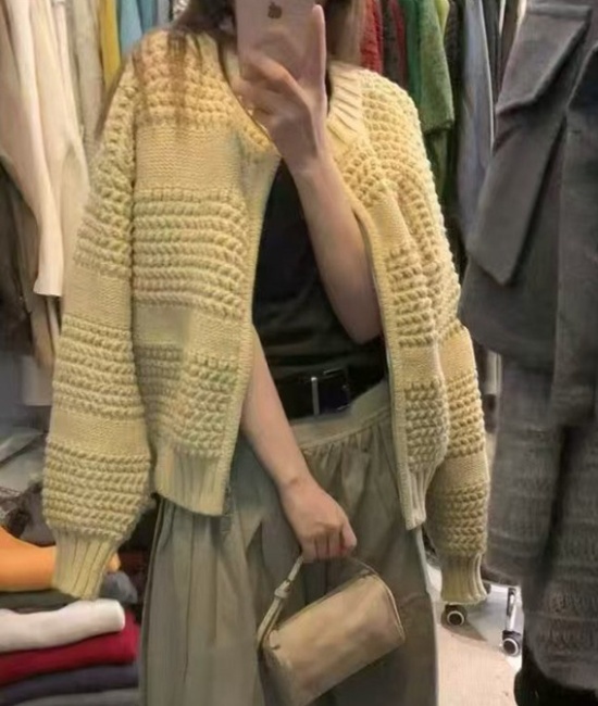 Knitted autumn and winter coat slim tops for women