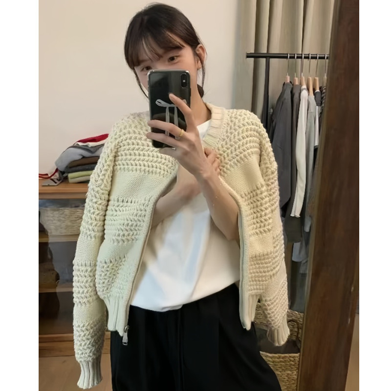 Knitted autumn and winter coat slim tops for women