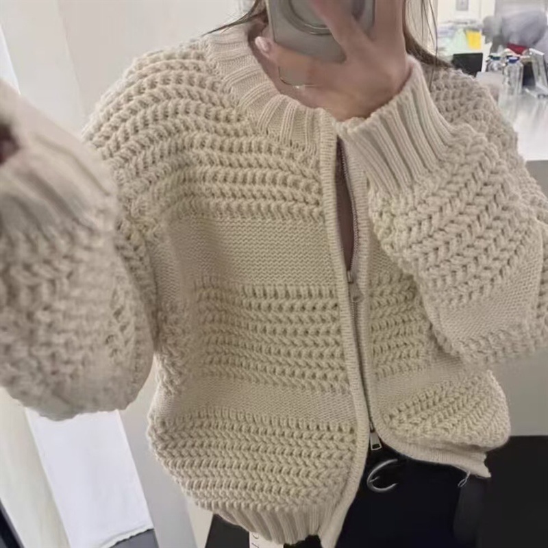 Knitted autumn and winter coat slim tops for women