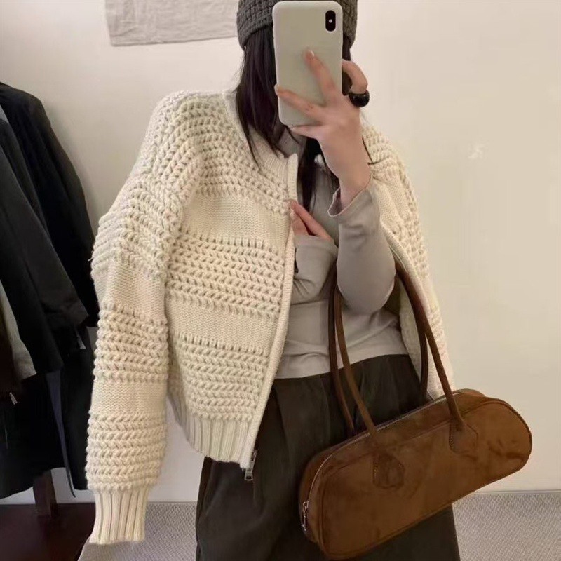 Knitted autumn and winter coat slim tops for women