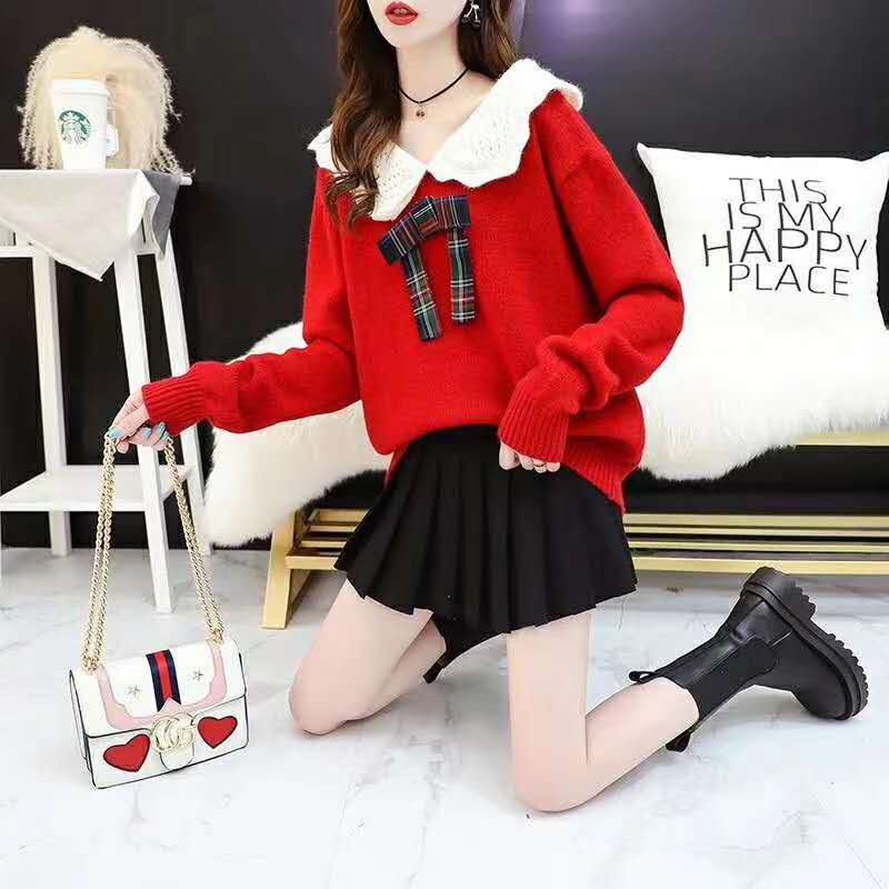 Korean style pullover tops college style sweater for women