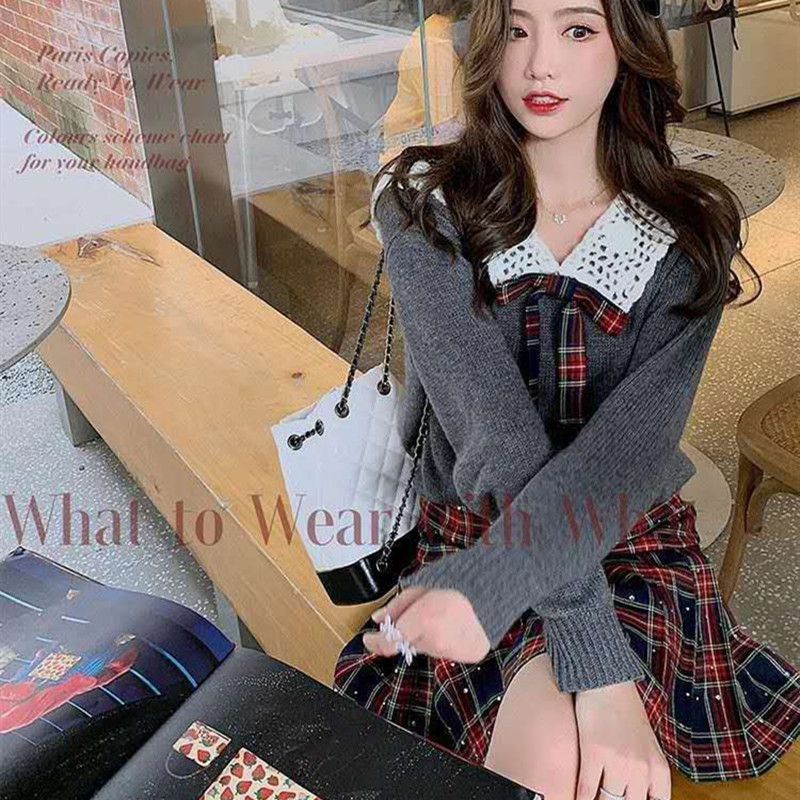 Korean style pullover tops college style sweater for women