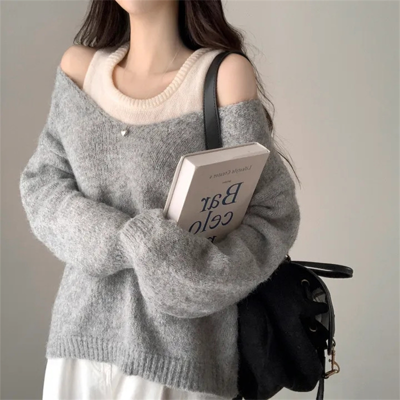 Korean style vest simple sweater 2pcs set