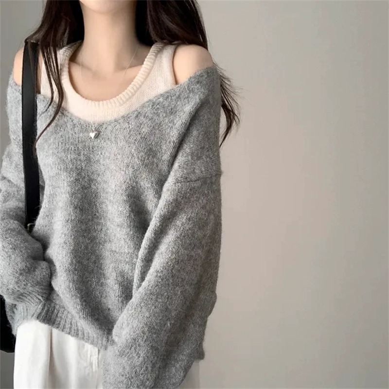 Korean style vest simple sweater 2pcs set