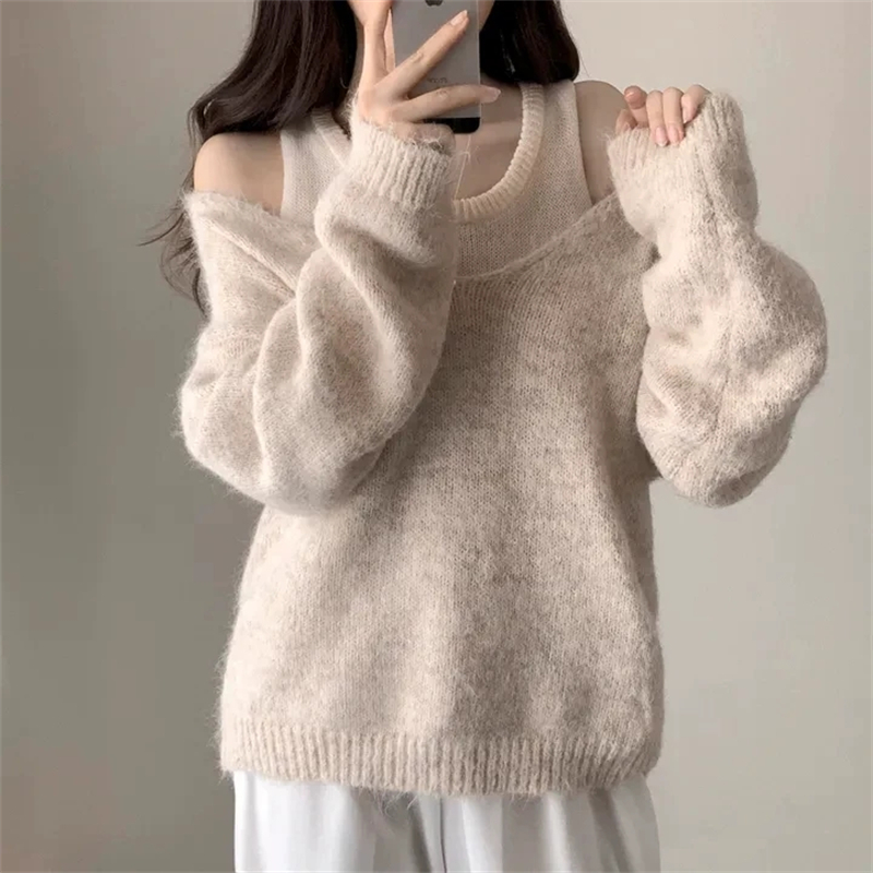 Korean style vest simple sweater 2pcs set
