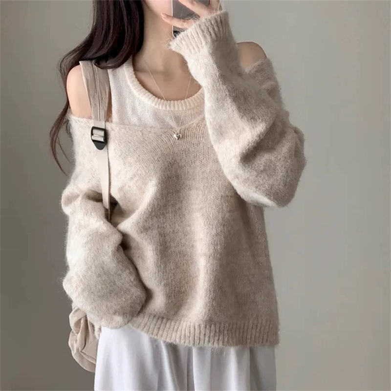 Korean style vest simple sweater 2pcs set
