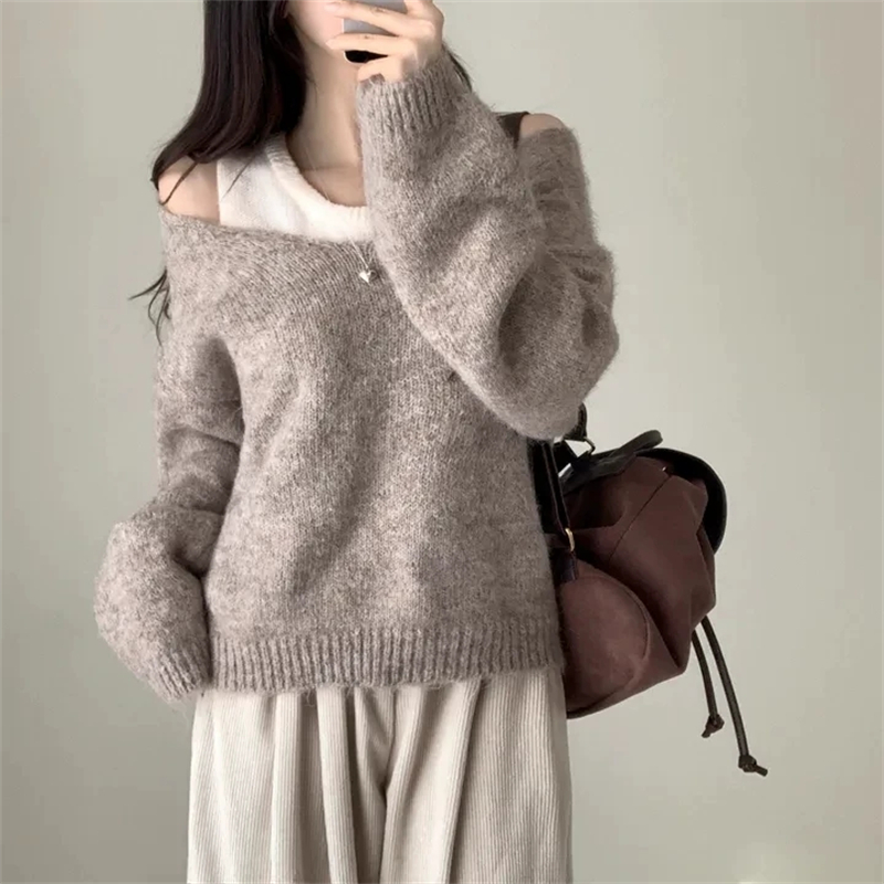 Korean style vest simple sweater 2pcs set
