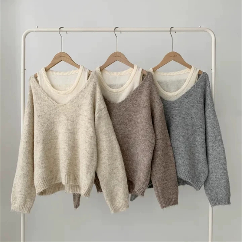 Korean style vest simple sweater 2pcs set