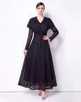 Light luxury France style dress V-neck long dress