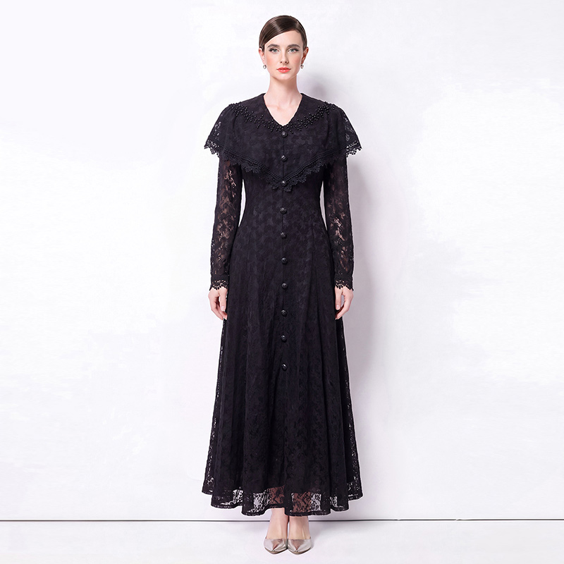Light luxury France style dress V-neck long dress