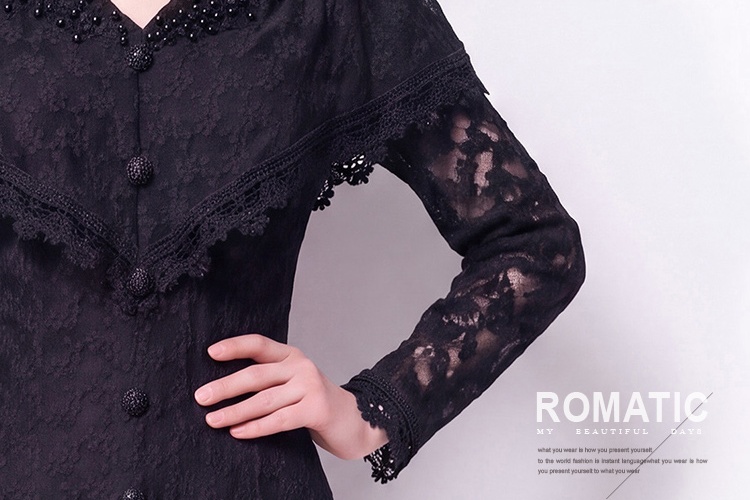Light luxury France style dress V-neck long dress