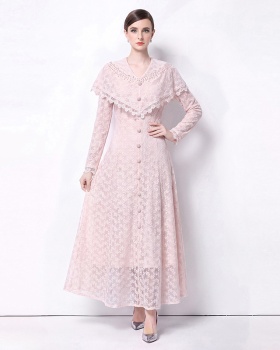 High waist V-neck long dress light luxury dress for women