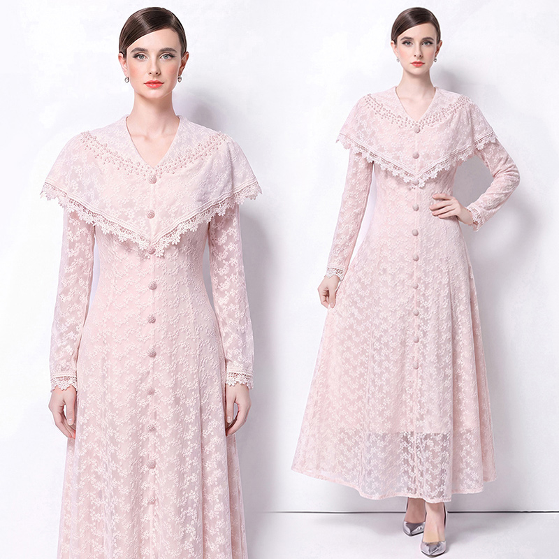 High waist V-neck long dress light luxury dress for women
