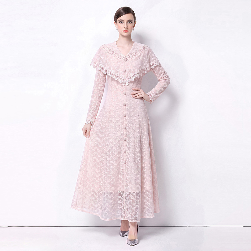 High waist V-neck long dress light luxury dress for women