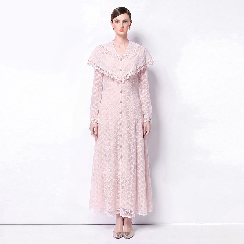 High waist V-neck long dress light luxury dress for women