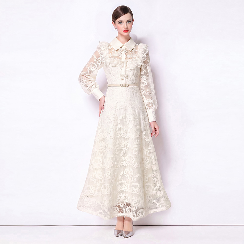 France style long dress embroidered dress for women
