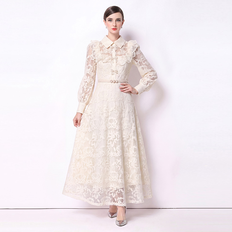 France style long dress embroidered dress for women
