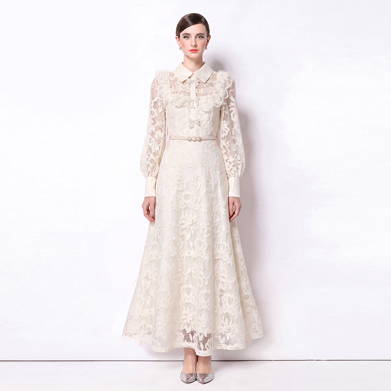 France style long dress embroidered dress for women
