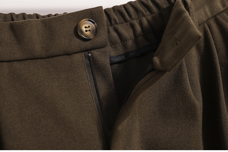 Black high waist long A-line slim woolen skirt for women