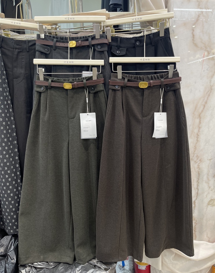 Wide leg casual pants straight nine pants for women