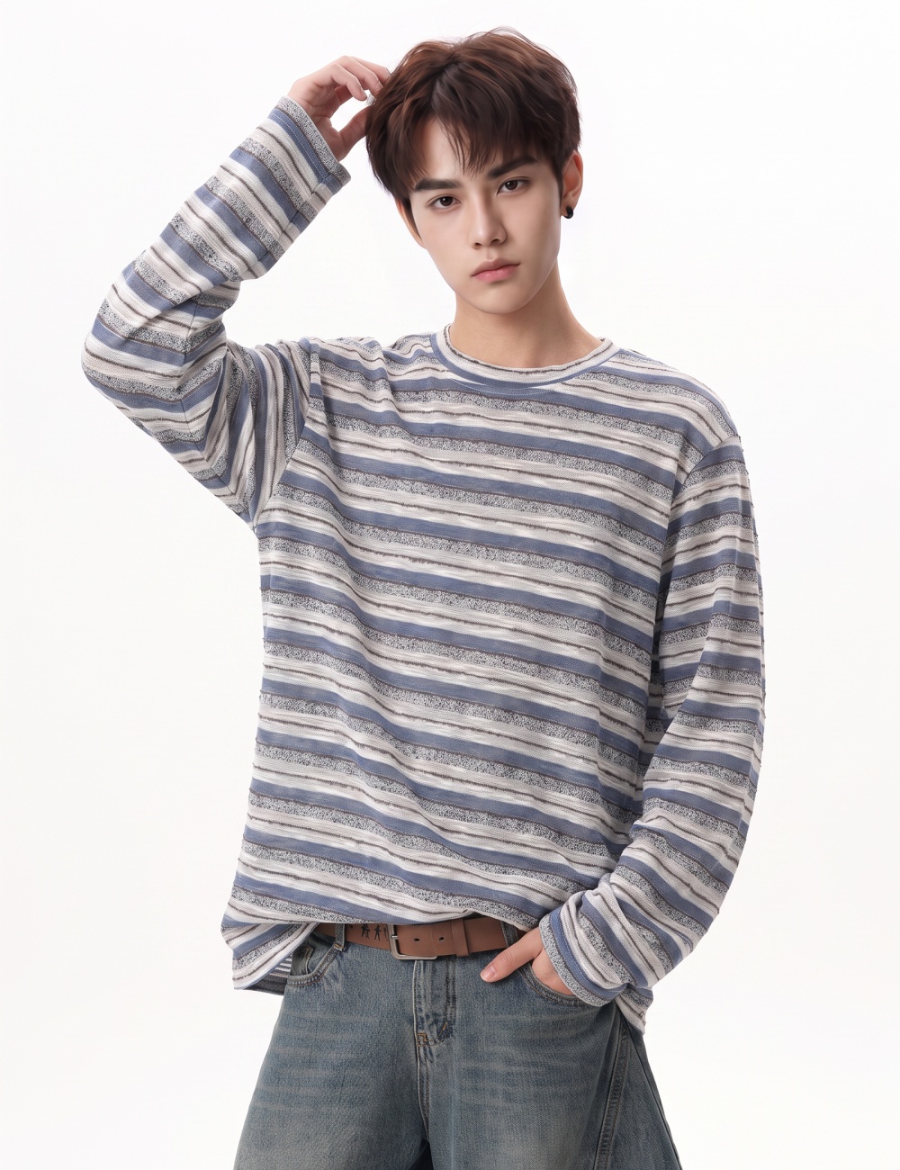 Large yard round neck T-shirt spring and autumn tops for men