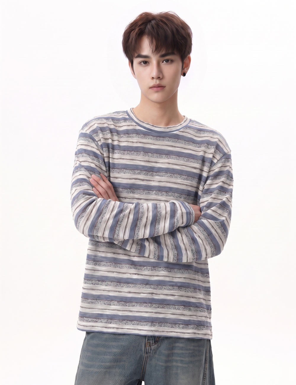 Large yard round neck T-shirt spring and autumn tops for men