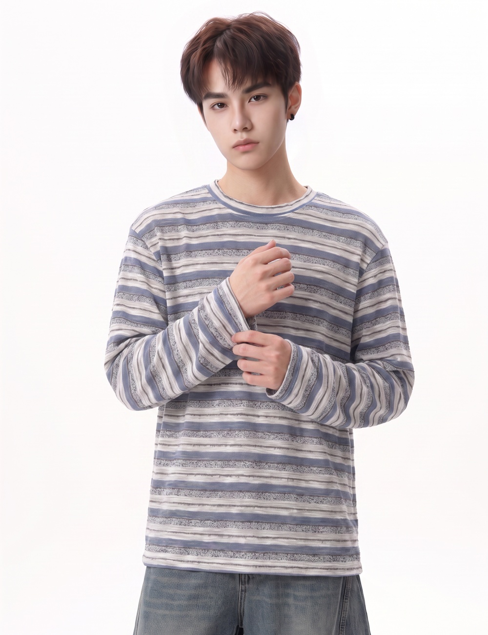 Large yard round neck T-shirt spring and autumn tops for men